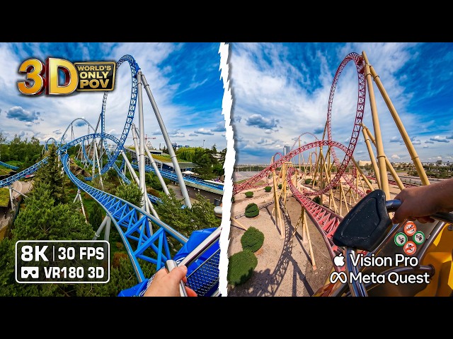 FEEL THE RUSH ⚡ Blue Fire vs Velociraptor: ULTRA REALISTIC 3D Coaster Battle 🟥 8K VR180 - Vision Pro