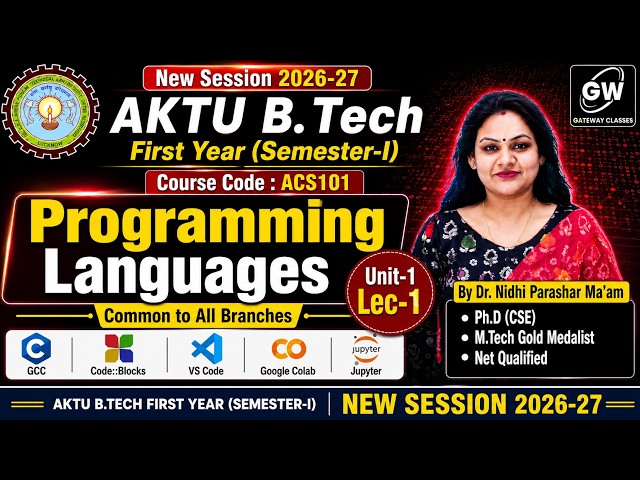 2026-27 Programming Languages AKTU B.Tech First Year I By Dr. Nidhi Parashar Ma'am I AKTU