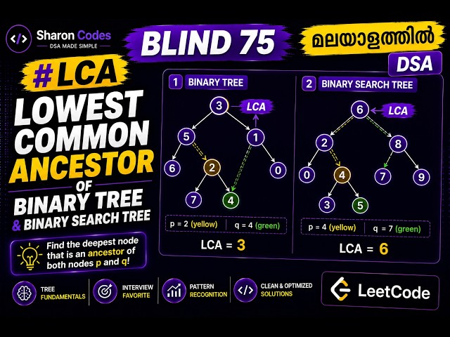 29  LCA of Binary Tree and Binary Search Tree | BLIND 75 in Malayalam | DSA