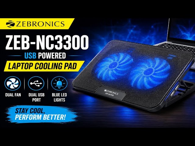 Zebronics ZEB-NC3300 Laptop Cooling Pad Review 🔥 Dual Fan USB Cooling Pad with Blue LED Lights