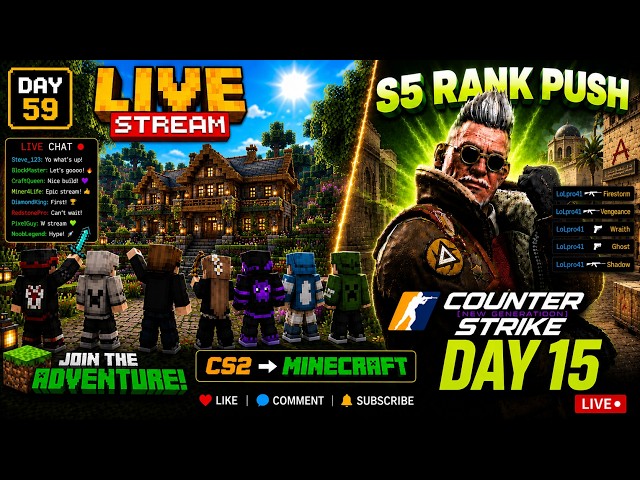 🔴Minecraft Fun Day 59 & CS2 Fun Day 15 #cs2 #minecraft