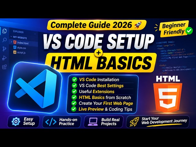 # VS Code Setup + HTML Basics for Beginners | Complete Web Development Guide 🚀