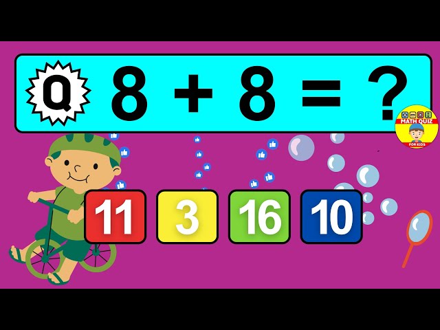 20 Math Quiz for Kids | One Digit Addition Quiz