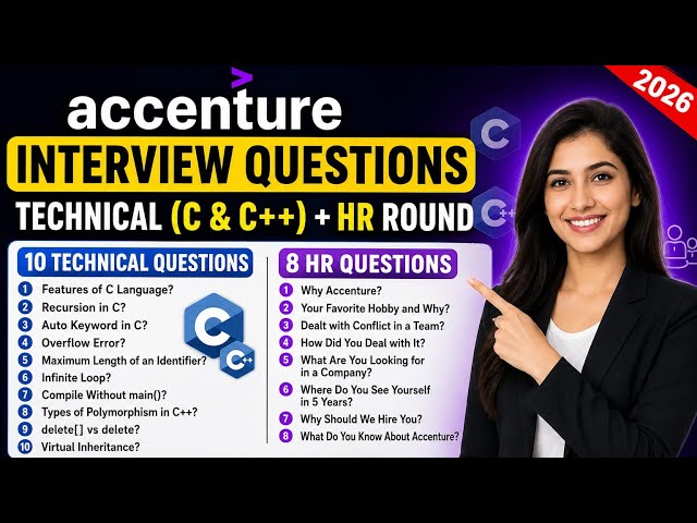Accenture Interview Questions 2026 | C & C++ Technical + HR Round | Most Expected Questions
