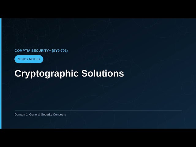 Cryptographic Solutions | CompTIA Security+ (SY0-701) Study Notes