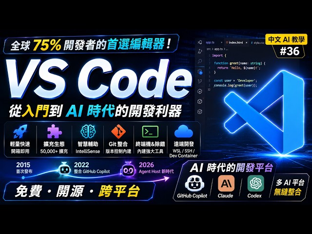 Visual Studio Code (VS Code) — 全球 75% 開發者的首選編輯器