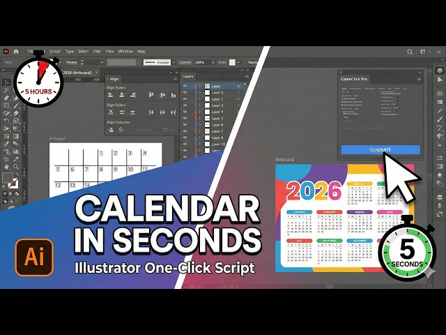 How to Make a Calendar in Adobe Illustrator in SECONDS (Automated Script) 🚀#CalendarDesign #tutorial