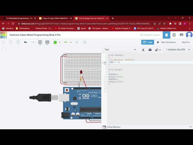 DDRB Register Tinker Cad Circuit