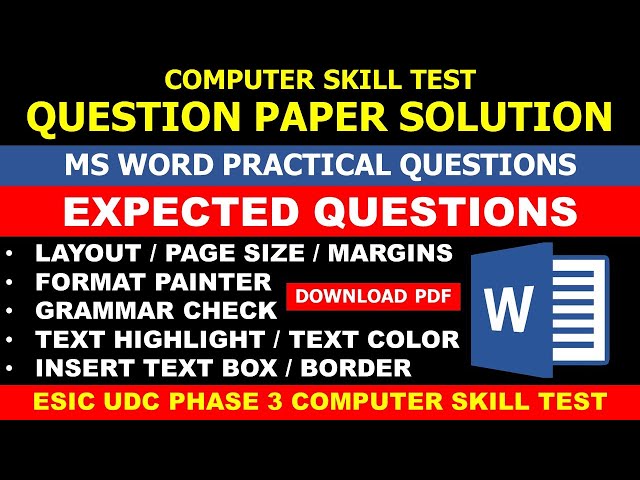 MS WORD ALL PRACTICAL QUESTIONS WITH ANSWER COMPUTER SKILL TEST EXAM UDC 2022 ISRO UDC EXAM