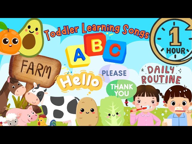 ABC, Animals, Polite Words, Daily Routine Song for Kids | 1 hour of Toddler Learning Songs