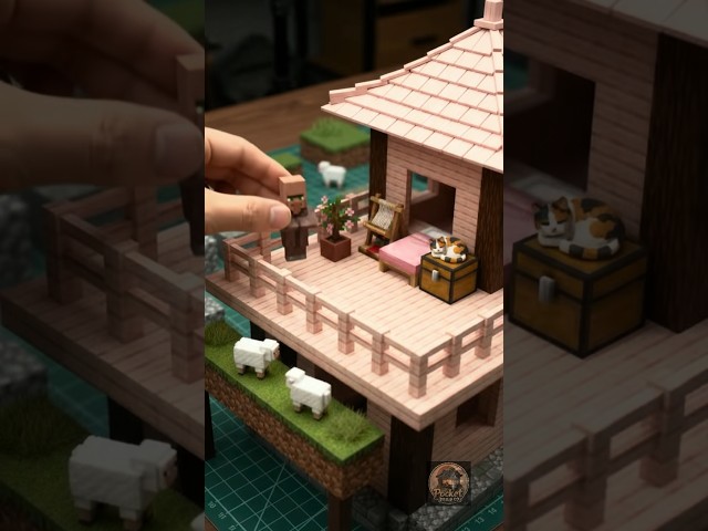 Building a Tiny Minecraft Cherry Blossom House 🌸 So Satisfying #shorts