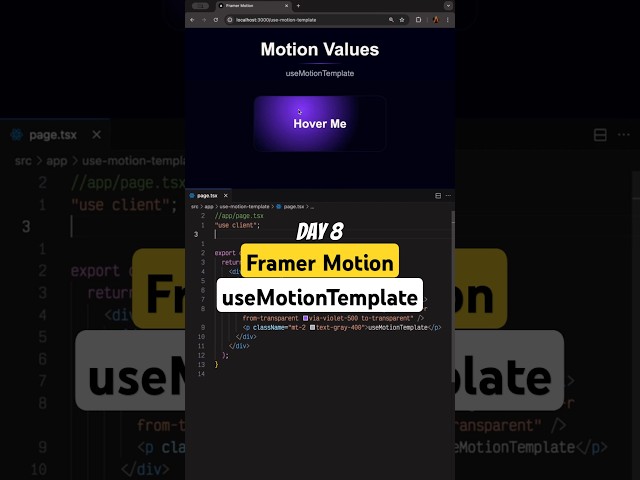 Day 8 useMotionTemplate in Framer Motion  #framermotion #reactjs #animation #coding #webdev #ui