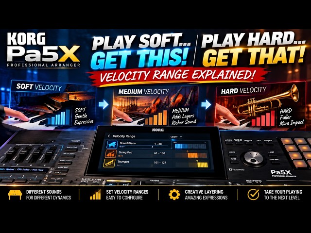 🎹 Korg Pa5X: Play Soft… Get THIS! Play Hard… Get THAT! | Velocity Range Explained