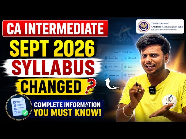 CA Intermediate September 2026 Syllabus Update by ICAI | Official Announcement 📣