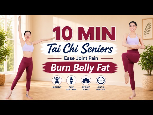 Tai Chi de 10 minutos para adultos mayores 🔥 Quema grasa abdominal, alivia el dolor articular y p...