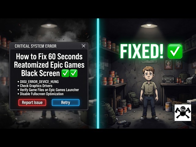 How to Fix 60 Seconds Reatomized Epic Games Black Screen ✅