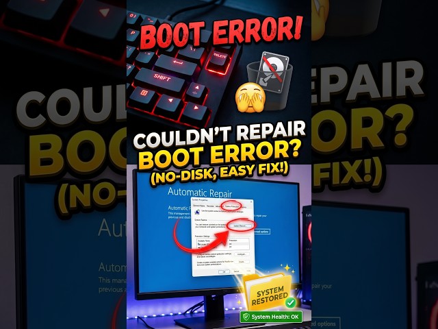 Fix "Automatic Repair Couldn't Repair Your PC" Blue Screen! 🛠️ #makeeasy #shorts