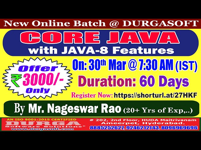 CORE JAVA with JAVA-8 Features Online Training @ DURGASOFT