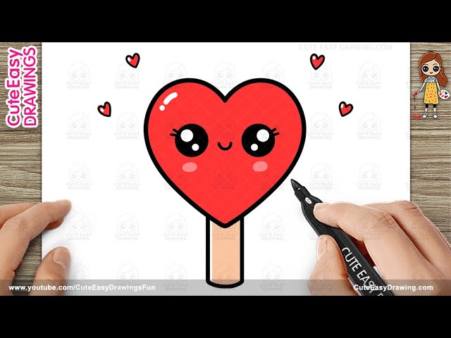 How to Draw a Cute Love Ice Cream, Easy Step by Step for Kids and Toddlers