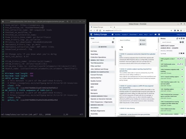 The usegalaxy.eu SARS-CoV-2 bot in action