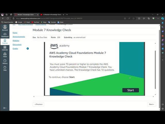 Module 7 Knowledge Check | AWS Academy Cloud Foundation | Storage