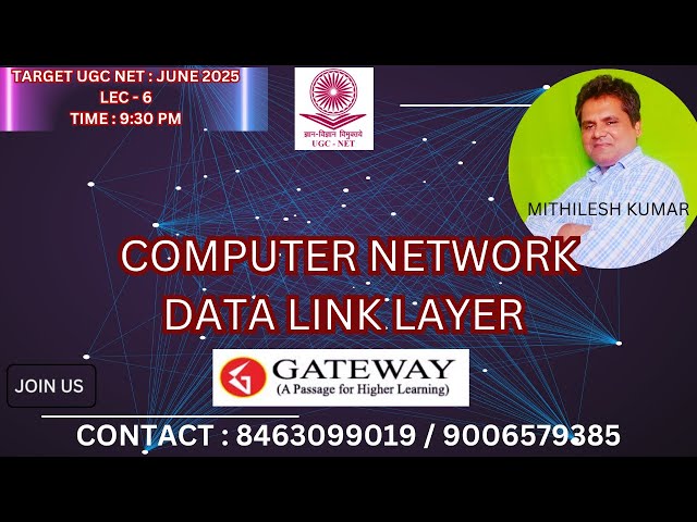 UGC NET TARGET JUNE 2025 COMPUTER SCIENCE & APPLICATION : COMPUTER NETWORK LEC - 6  LIVE STREAMING