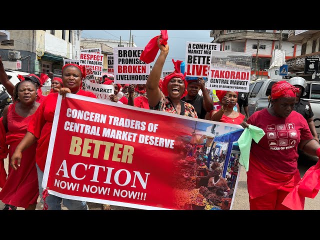 Takoradi Market Women Demonstrate For The Completion Of The €48M Takoradi Market Circle Project. 