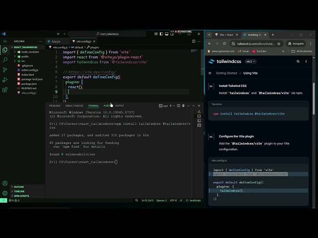 Tailwindcss Setup With React Vite Project || React Tailwindcss Setup || Tailwindcss with React Vite