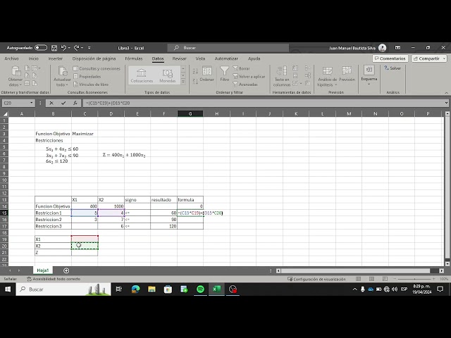 Metodo Simplex - Excel