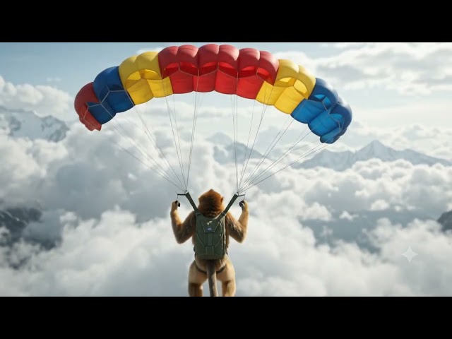 Monkey skydiving with parachute 20260926153118