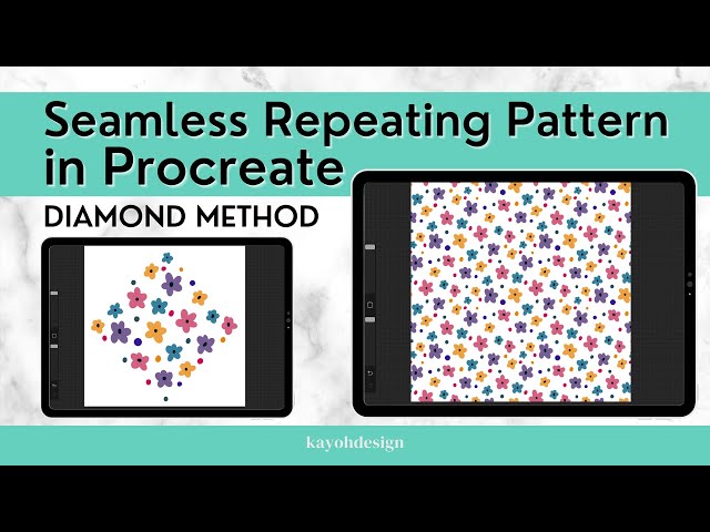 How To Create Seamless Repeating Pattern in Procreate - Diamond Repeat Method || kayohdesign