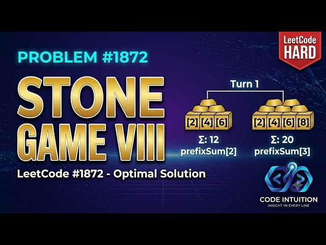 STONE GAME VIII (LeetCode 1872) | Optimal C++ Solution & Math Explanation | HARD Problem!