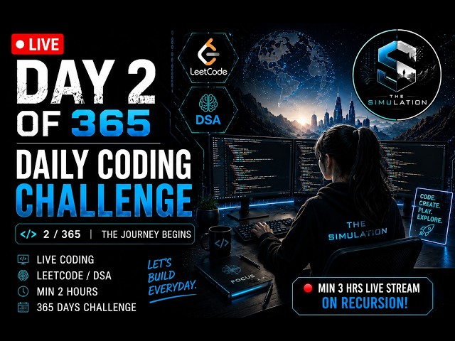 🔴 LIVE : Day 2/365 | Recursion Basics in Java | Daily Coding Challenge | Live DSA (3+ Hours)