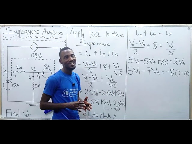 Supernode Analysis Solved Problem – Find Nodal Voltage Va in the Circuit | Electrical Engineering