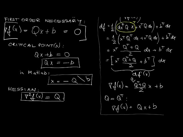 L1.3 - Unconstrained optimization of quadratic functions