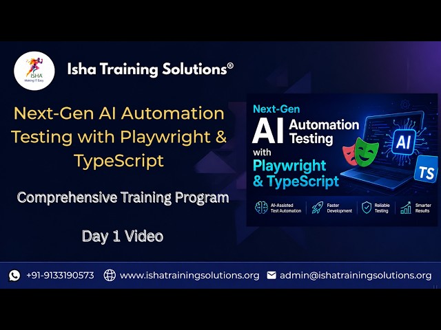 Next Gen AI Automation Testing Day1 Video 19th August 2026.Call/ WhatsApp on+91-9133190573 to Enroll