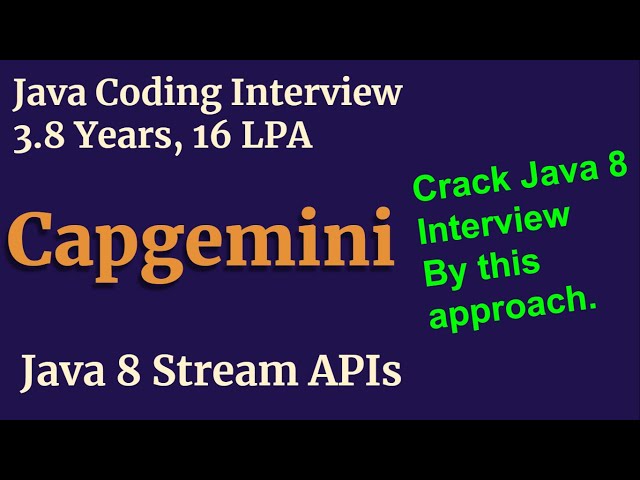 Java 8 Coding Interview | L2 Capgemini Java Interview