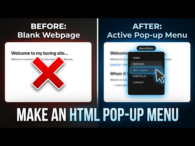 How to Create a Pop-Up Menu with HTML!!🛑Stop Using Boring Menus: Try This HTML Trick!!!🫵