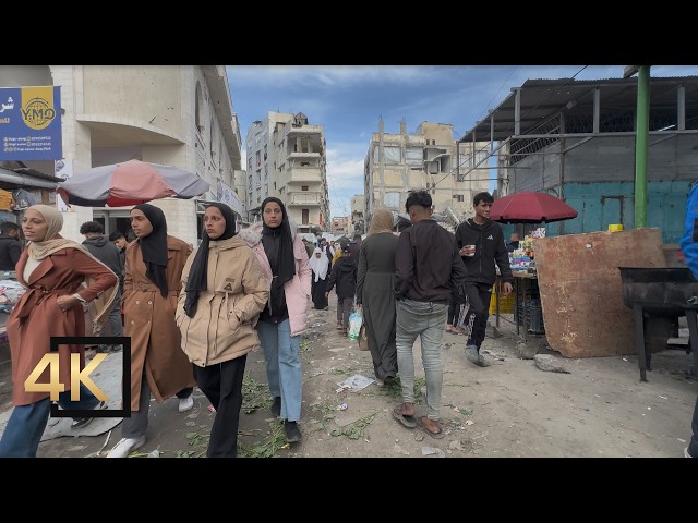 Nuevo recorrido a pie por la ciudad de Gaza 🇵🇸 Al-Saha y Al-Sahaba | Con subtítulos traducidos