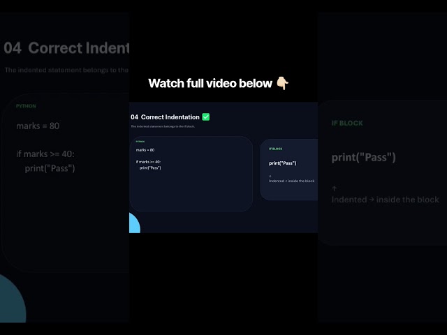 🐍 Python Indentation Explained with a Simple Example! | Avoid IndentationError 🚀