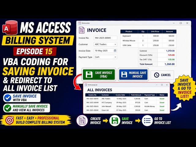 How to Create an Invoice & Billing System | VBA Save Invoice | MS Access Part 15