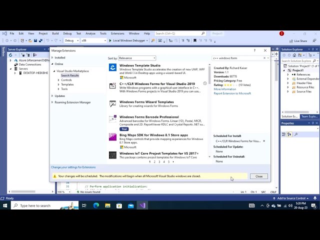 How to download C++ Windows Forms for Visual Studio 2019