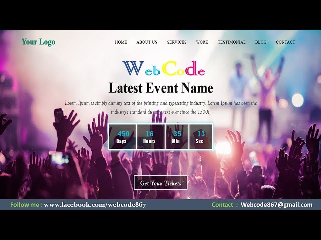 Event Management Single Page website Template made with HTML and CSS