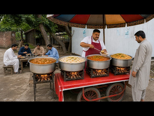 COOKING AT THE RAILWAY STOP 😍 MASSIVE POT CHICKEN, CHANAY & RICE FOR HUNGRY TRAVELERS | STREET FOOD