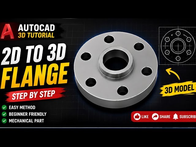 AutoCAD Mechanical 3D Practice Drawing | Plate Design Tutorial | AutoCAD 3D Modeling.