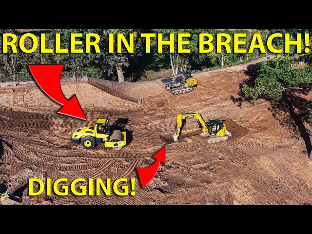 Whitchurch Canal Breach Update, Rollers First Work & Excavating In The Middle Of The Breach!