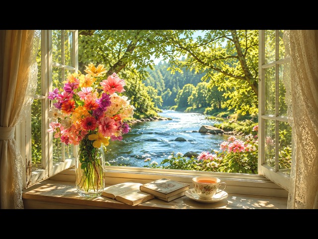 Spring Cottage Ambience 🌷 Peaceful Forest Birds & Gentle River Sounds for Reading & Relaxing