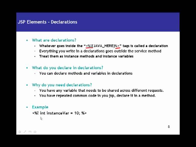JSP(Java Server Pages) Tutorial 02 Elements - Declarations, Scriptlets, Expressions