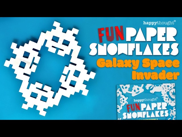 Galaxy Space invader Paper Snowflakes👾❄️ DIY Easy Kirigami Tutorial for Holidays 🚀(Craft Template)