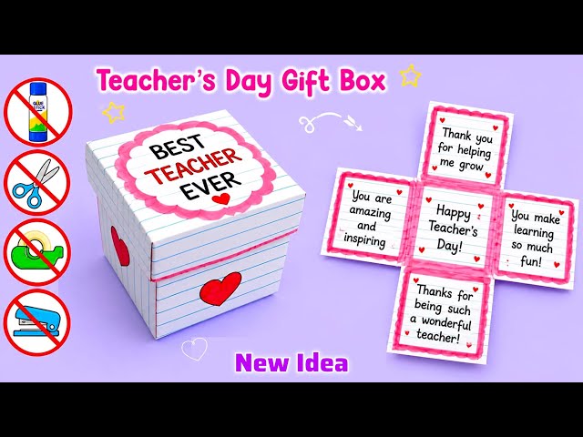DIY Happy Teacher’s Day Gift Box No Glue/ cute greeting card/ paper craft/ Expulsion box/ Easy Craft